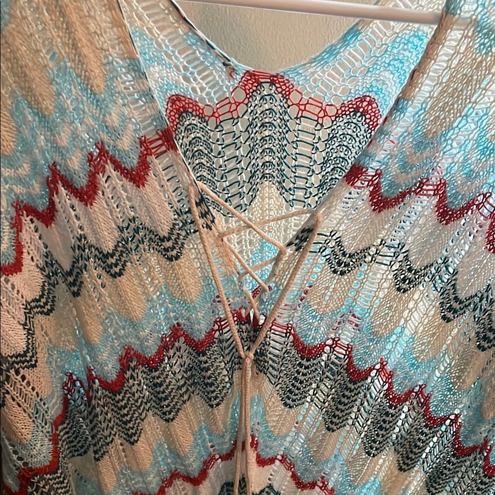 Multicolor Chevron Patterned Cover-Up - image 2